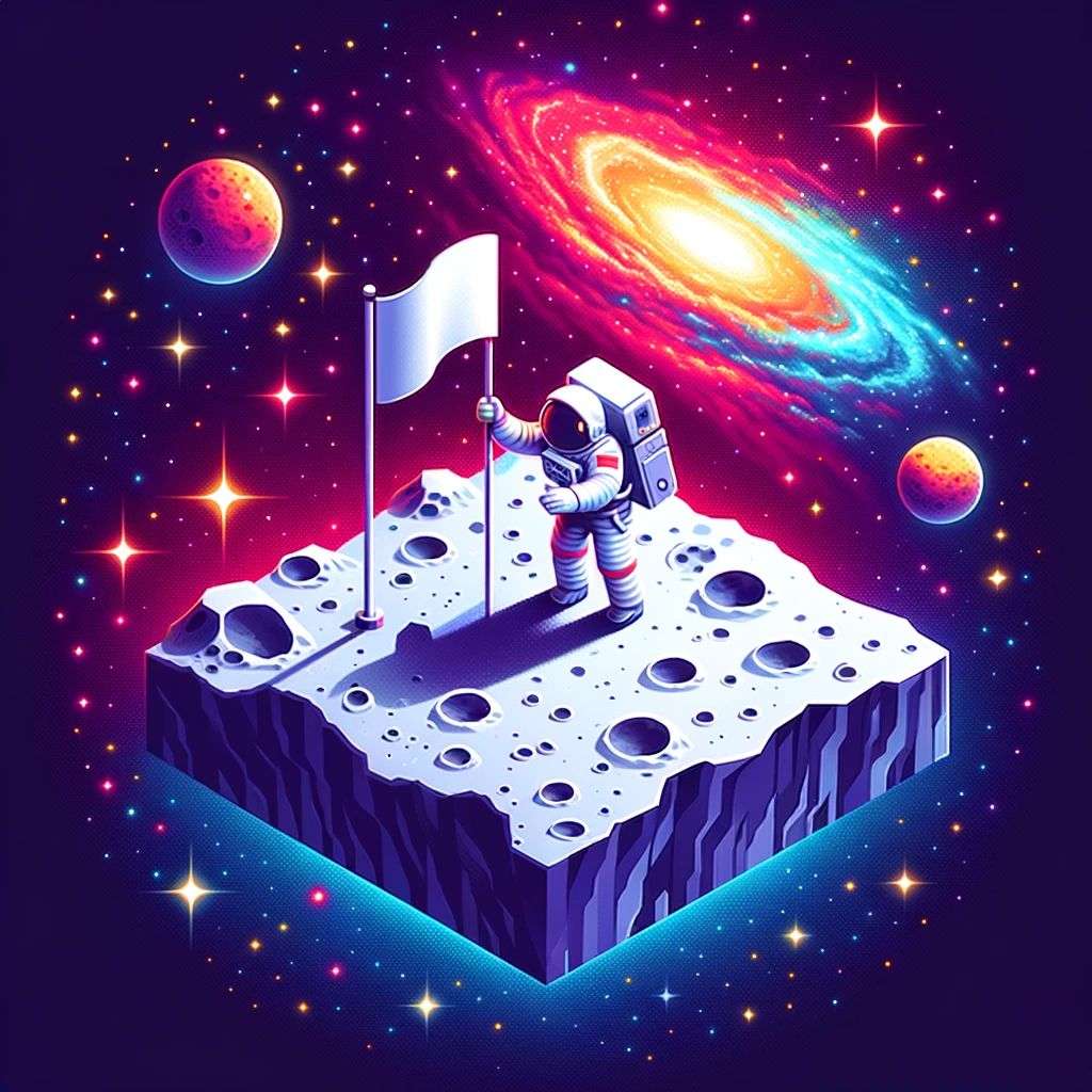 an astronaut, isometric art